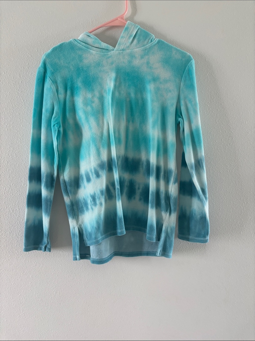 Justice Girls Tie-Dye Hoodie Jacket in Aqua, Teal, White